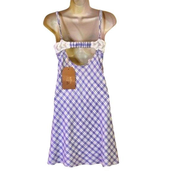 Listicle Lavender Multi-Color Plaid & Crochet Lace Mini Dress,Medium,NWT - Picture 3 of 16